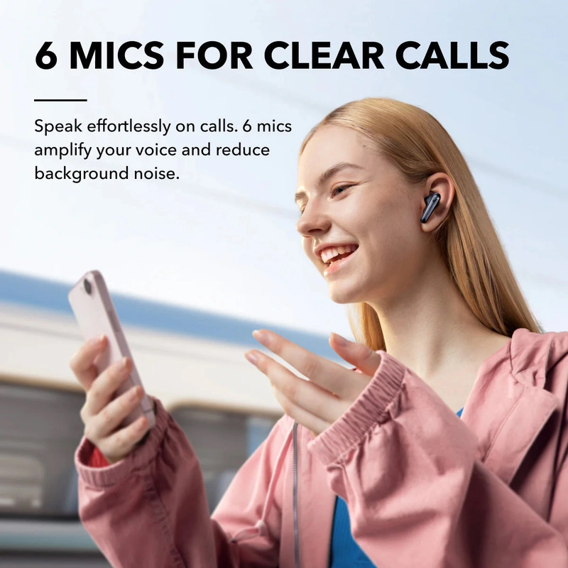 هدفون بلوتوثی انکر مدل Soundcore Liberty 4 NC با نویز کنسلینگ فعال (ANC)، درگاه شارژ USB Type-C، پشتیبانی از فرمان لمسی، مقاوم در برابر پاشش آب