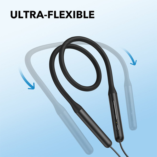 هدفون بلوتوثی گردنی انکر مدل A3213 U2i با نویز کنسلینگ میکروفون (ENC)، درگاه شارژ USB Type-C، دارای میکروفون با فناوری حذف نویز CVC 8.0، طراحی ارگونومیک و راحت، پشتیبانی از دستیار صوتی و فرمان لمسی، مقاوم در برابر آب