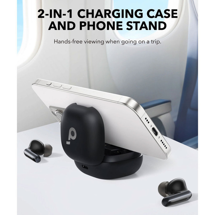 هدفون بلوتوثی انکر مدل Soundcore P40i با نویز کنسلینگ فعال (ANC)، نویز کنسلینگ (ENC)، درگاه شارژ USB Type-C، دارای 6 میکروفون داخلی با بهرهگیری از هوش مصنوعی، پشتیبانی از فرمان لمسی، مقاوم در برابر آب