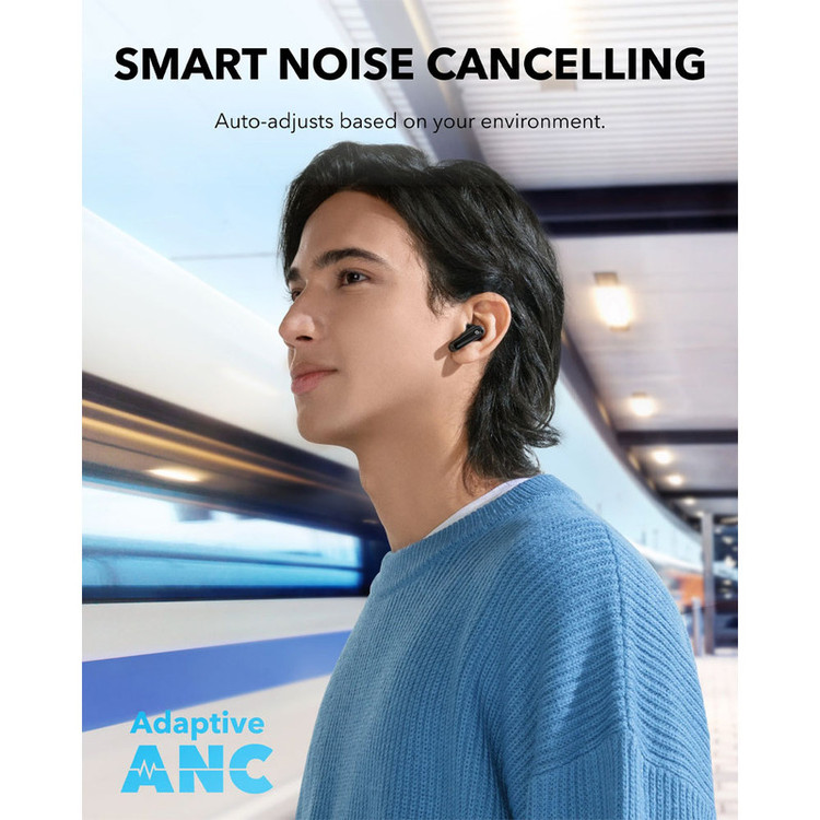 هدفون بلوتوثی انکر مدل Soundcore P40i با نویز کنسلینگ فعال (ANC)، نویز کنسلینگ (ENC)، درگاه شارژ USB Type-C، دارای 6 میکروفون داخلی با بهرهگیری از هوش مصنوعی، پشتیبانی از فرمان لمسی، مقاوم در برابر آب