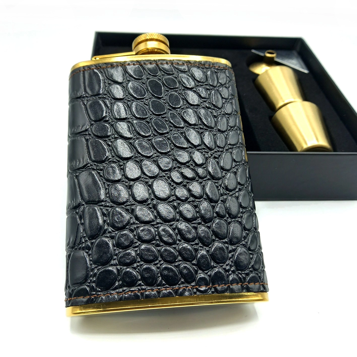 ست کادویی بطری جیبی و هیپفلاسک -طرح پوست مار کد 286(پس کرایه )