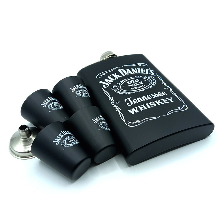 ست کادویی بطری جیبی و هیپفلاسک - طرح جک دنیلز JACK DENIEZ مشکی کد220 (پس کرایه )