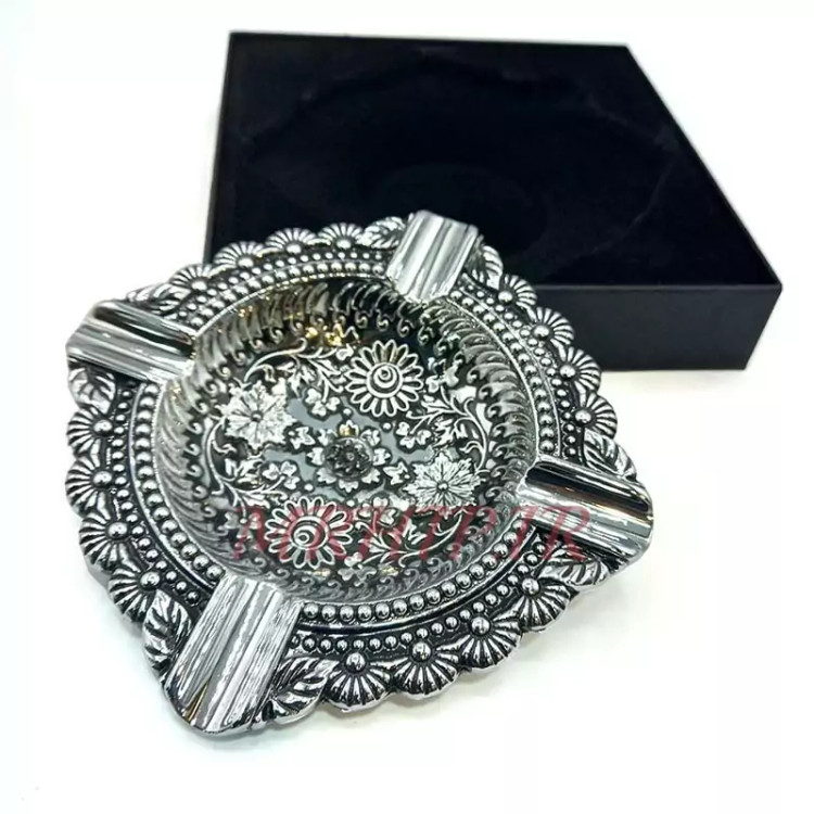 زیرسیگاری مدل زورو نقره ای طرح گل کد a220033