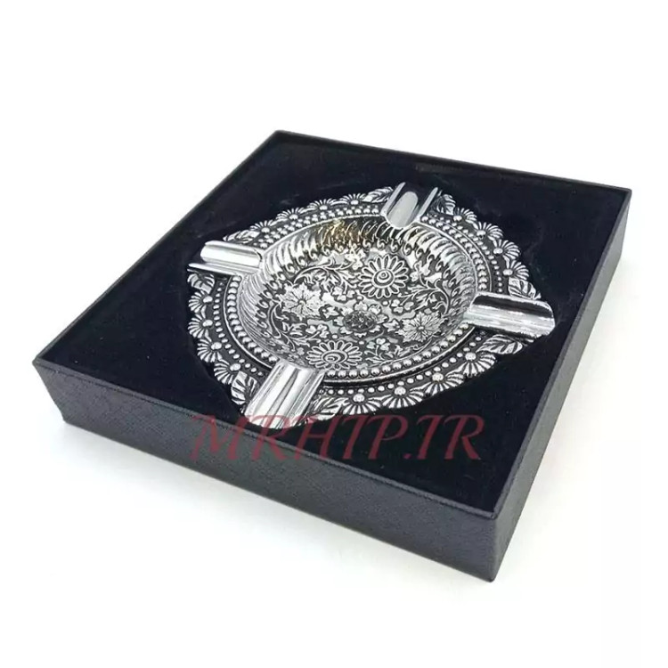 زیرسیگاری مدل زورو نقره ای طرح گل کد a220033