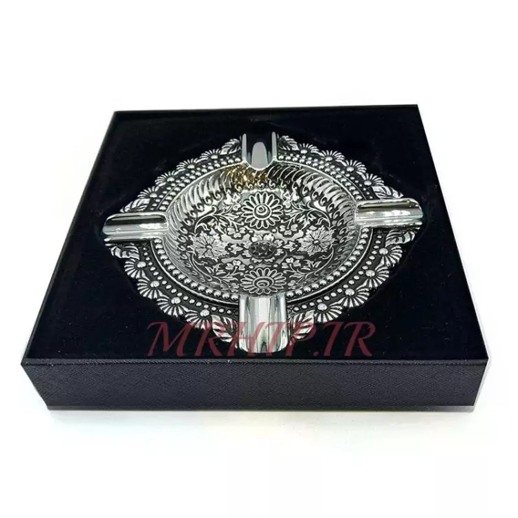 زیرسیگاری مدل زورو نقره ای طرح گل کد a220033