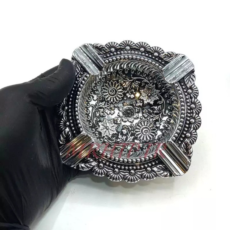 زیرسیگاری مدل زورو نقره ای طرح گل کد a220033