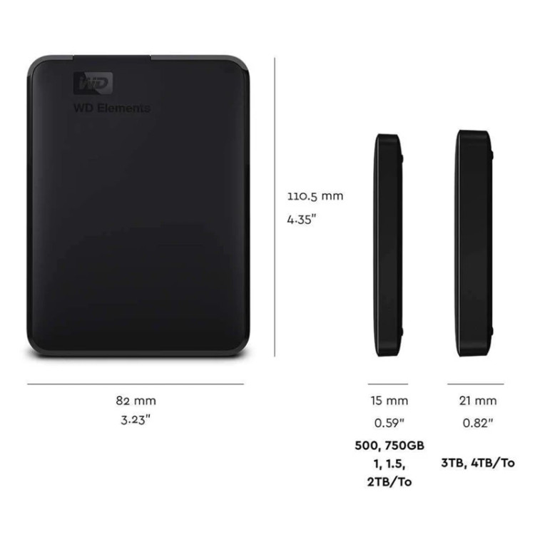 هارد اکسترنال 500 گیگ وسترن دیجیتال گارانتی 1ساله ریفر مدل Elements Western Digital Elements External Hard Drive - 500GB