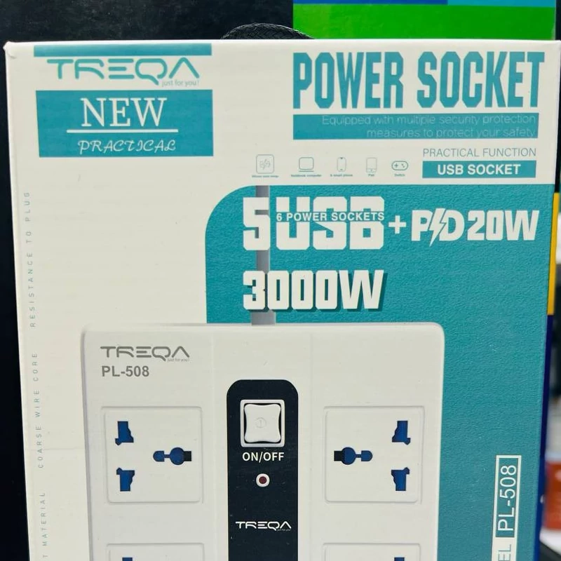 سه راهی چند راهی سیار برق پورت USB شارژ TREQA PL-508 کیفیت عالی