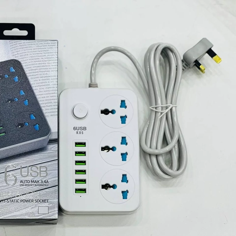 سه راهی چند راهی سیار برق پورت USB شارژ HG DUE مدل HG136U