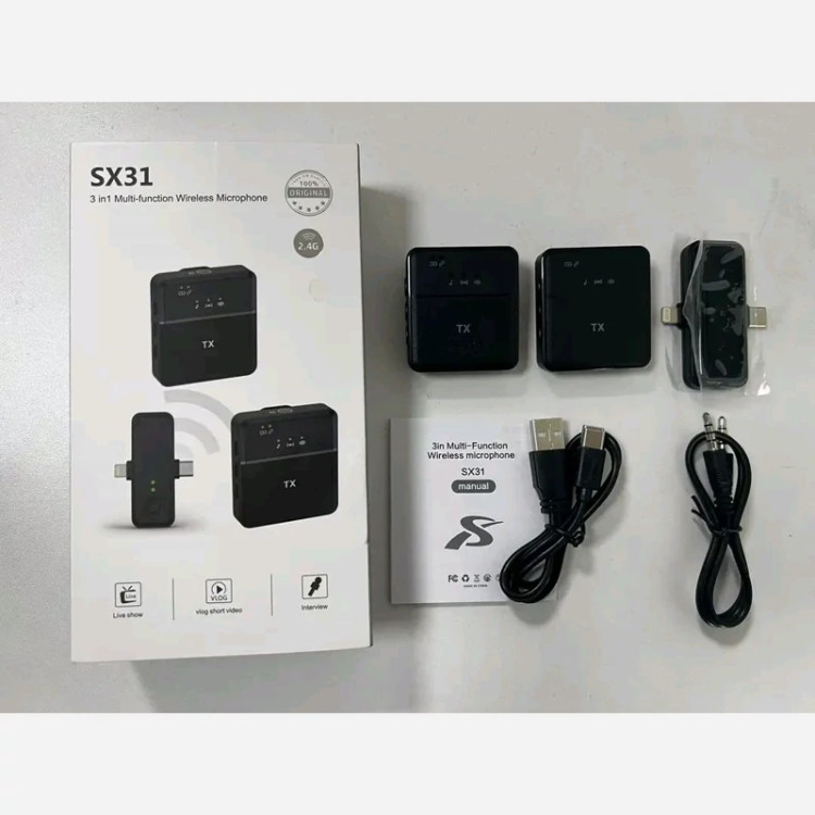 میکروفن یقه ای وایرلس دار مدل SX31 دو عدد فرستنده