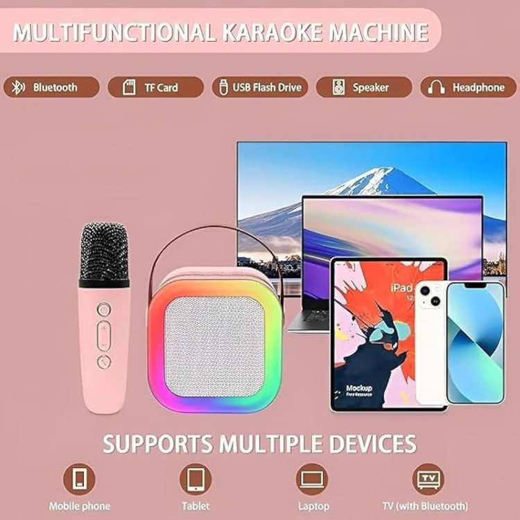 اسپیکر بلوتوثی میکروفون دار قابل حمل بی سیم RGB مدل K12