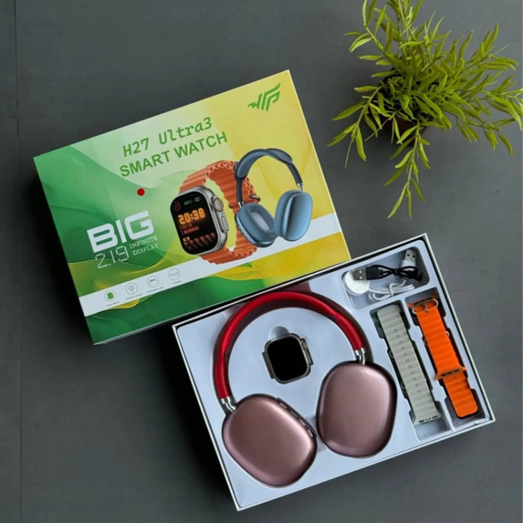 ساعت هوشمند H27 ULTRA3 به همراه هدفون طرح P9