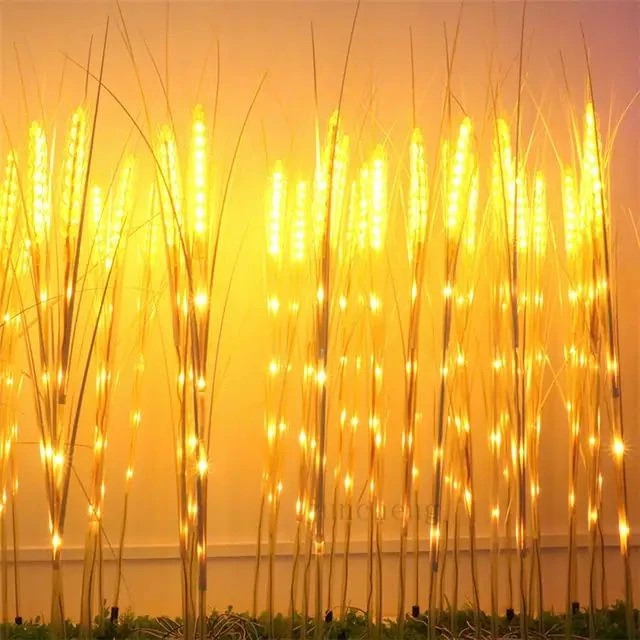 دسته گندم 10شاخه با نور زرد جذاب و ضدآب مناسب دیزاین باغچه و فضای داخلی و خارجی. دسته گل مصنوعی