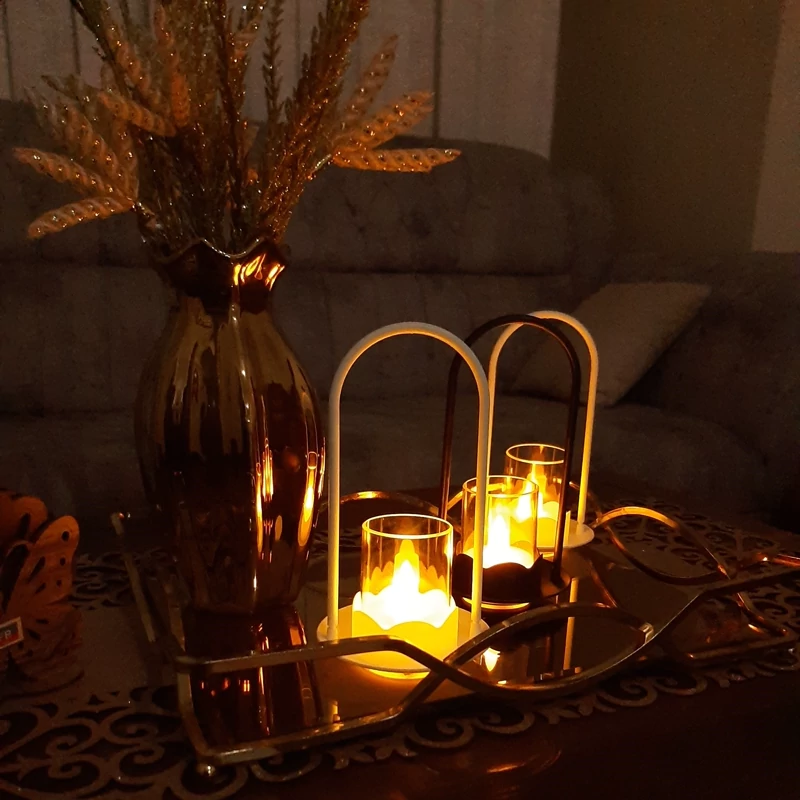 شمع فانوسی باتری با شیشه محافظ و دستگیره،طراحی خارق العاده و نور استثنایی مناسب دیزاین و کادو دادن