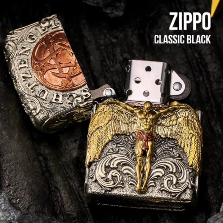 فندک زیپو کاستوم،طرح فرشته محافظ zippo