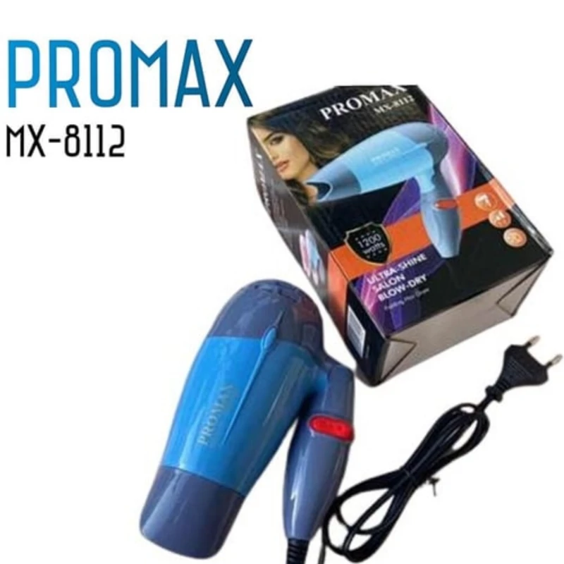 سشوار مسافرتی تاشو پرومکس 1200 وات مدل pro max mx-8112