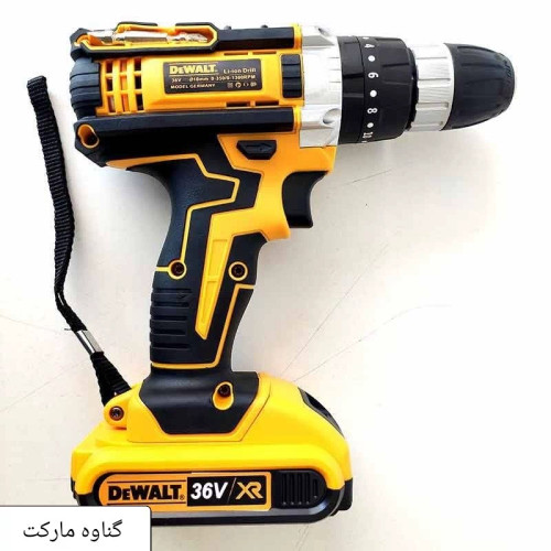 دریل شارژی دیوالت 36 ولت ( طرح دیوالت ) با دو باتری و جعبه ابزار ( خرید عمده ابزار برقی گناوه مارکت )