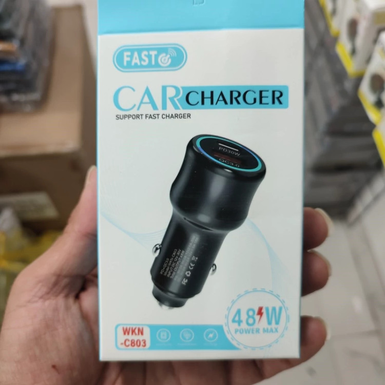 فندکی ماشین و شارژر خودرو دو پورت فست شارژ تایپ سی