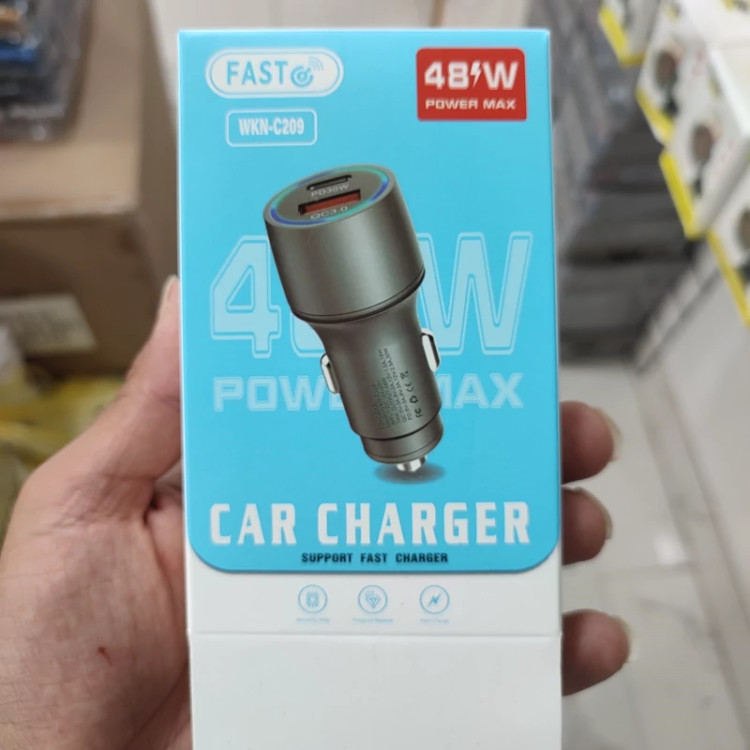 فندکی ماشین و شارژر خودرو دو پورت فست شارژ تایپ سی