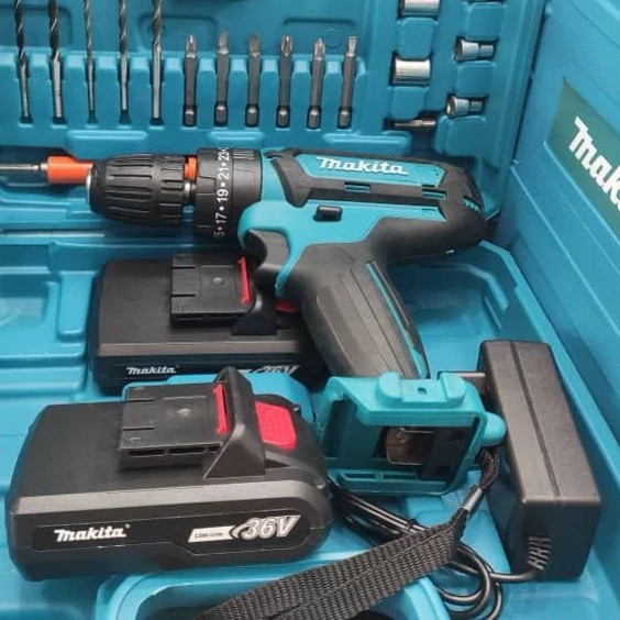 دریل شارژی ماکیتا 36 ولت چکشی سه نظام فلز (طرح ماکیتا makita ست دریل ( خرید عمده ابزار برقی و ابزار دستی از بندر گناوه )