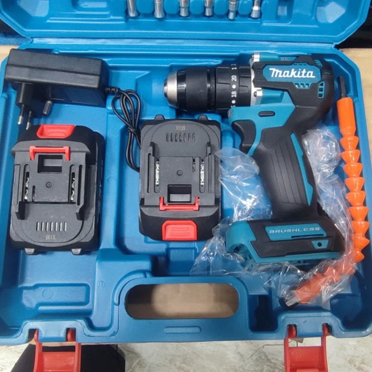 دریل شارژی ماکیتا 36 ولت ماکیتا براشلس چکشی (طرح ماکیتا makita ست دریل ( خرید عمده ابزار برقی گناوه مارکت )