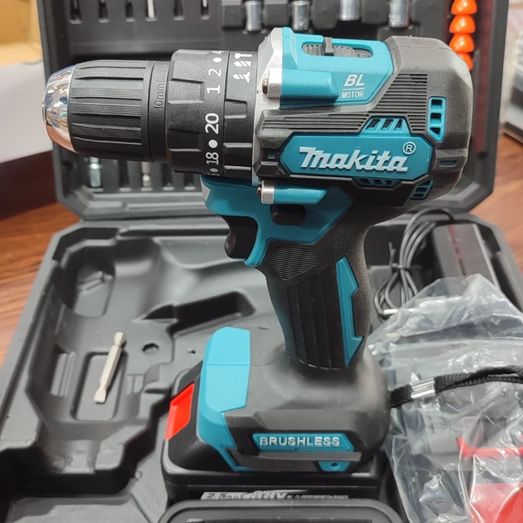 دریل شارژی ماکیتا 88 ولت ماکیتا براشلس چکشی (طرح ماکیتا makita ست دریل ( خرید عمده و تکی ابزار برقی گناوه مارکت )