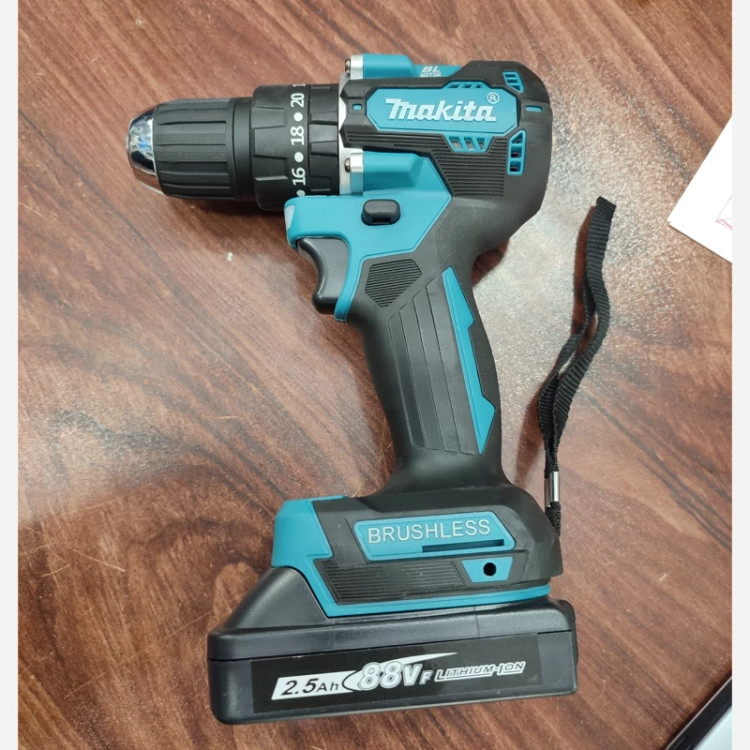 دریل شارژی ماکیتا 88 ولت ماکیتا براشلس چکشی (طرح ماکیتا makita ست دریل ( خرید عمده و تکی ابزار برقی گناوه مارکت )