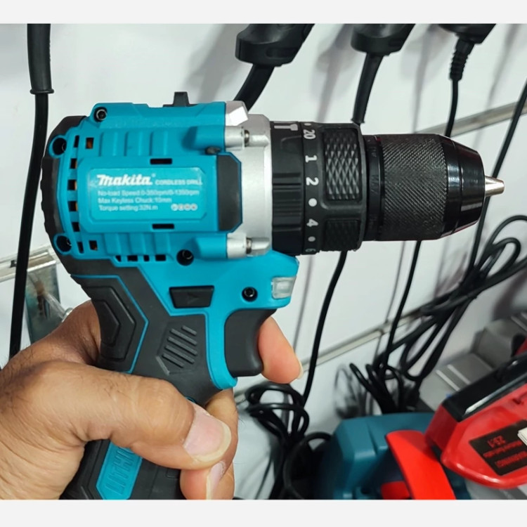 دریل شارژی ماکیتا 18 ولت موتور براشلس چکشی (طرح ماکیتا makita ست دریل ( خرید عمده و تکی ابزار برقی گناوه مارکت )
