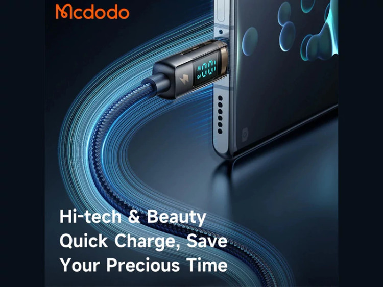 کابل سوپر فست شارژ هوشمند دو سر تایپسی 100 وات 1.2 متری مک دودو Mcdodo Digital Pro Auto Power Off Type-C to Type-C C...