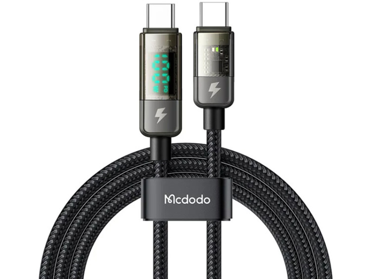 کابل سوپر فست شارژ هوشمند دو سر تایپسی 100 وات 1.2 متری مک دودو Mcdodo Digital Pro Auto Power Off Type-C to Type-C C...