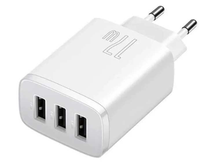 شارژر دیواری سه پورت یواسبی 17 وات بیسوس Baseus Compact Charger 3U 17W EU CCXJ020101