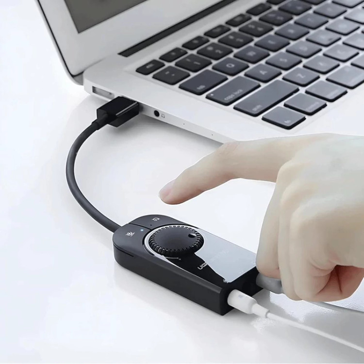 کارت صدا اکسترنال USB به جک 3.5 میلیمتر یوگرین با کابل 15 سانتیمتری CM129 40964