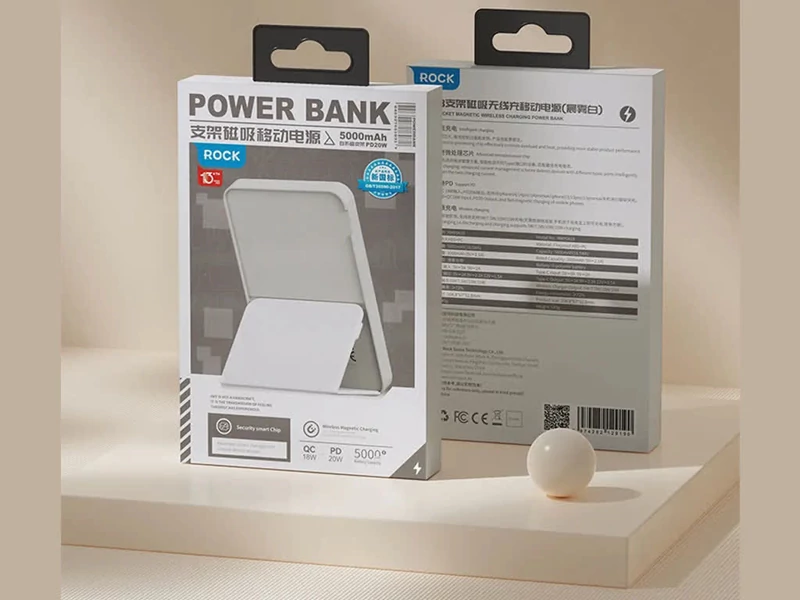 پاوربانک 5000 و شارژر بی سیم 15 وات راک Rock P83 Wireless Charging Power Bank