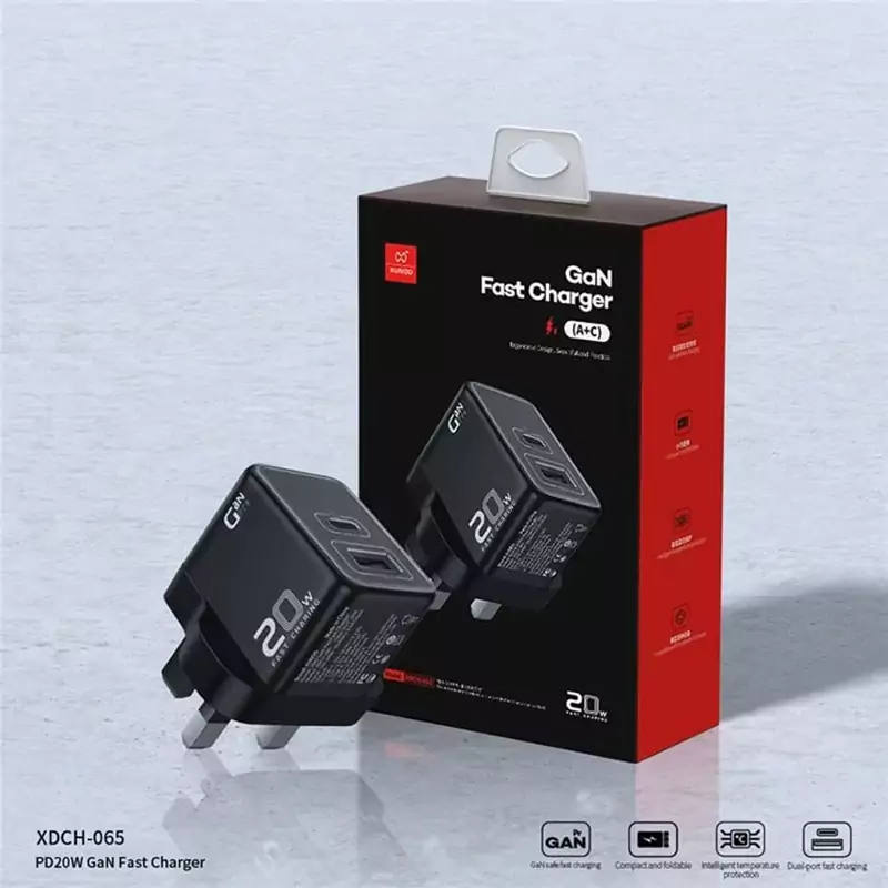شارژر دیواری تایپ سی و یو اس بی 20 وات یاندو XDCH-065