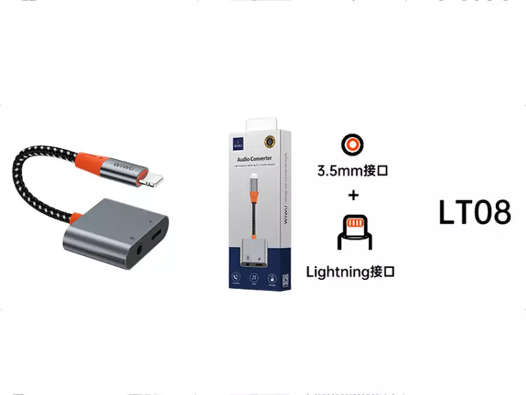 مبدل لایتنینگ به لایتنینگ و درگاه صدا ویوو Wiwu LT08 Lightning To Lightning & 3.5mm Audio Converter