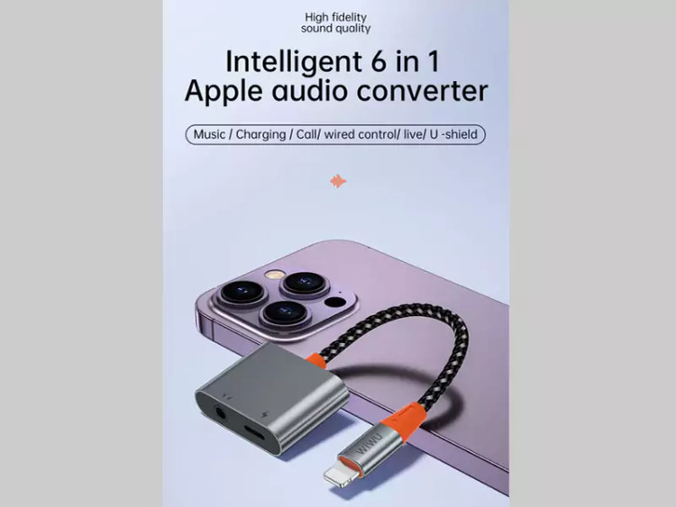 مبدل لایتنینگ به لایتنینگ و درگاه صدا ویوو Wiwu LT08 Lightning To Lightning & 3.5mm Audio Converter