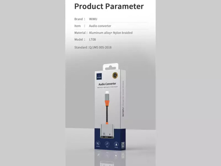 مبدل لایتنینگ به لایتنینگ و درگاه صدا ویوو Wiwu LT08 Lightning To Lightning & 3.5mm Audio Converter
