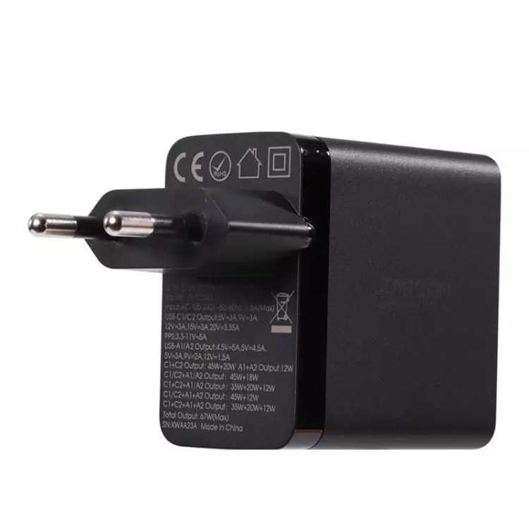 شارژر دیواری تایپ سی و یو اس بی 67 وات با کابل دو سر تایپسی جویروم TCG02