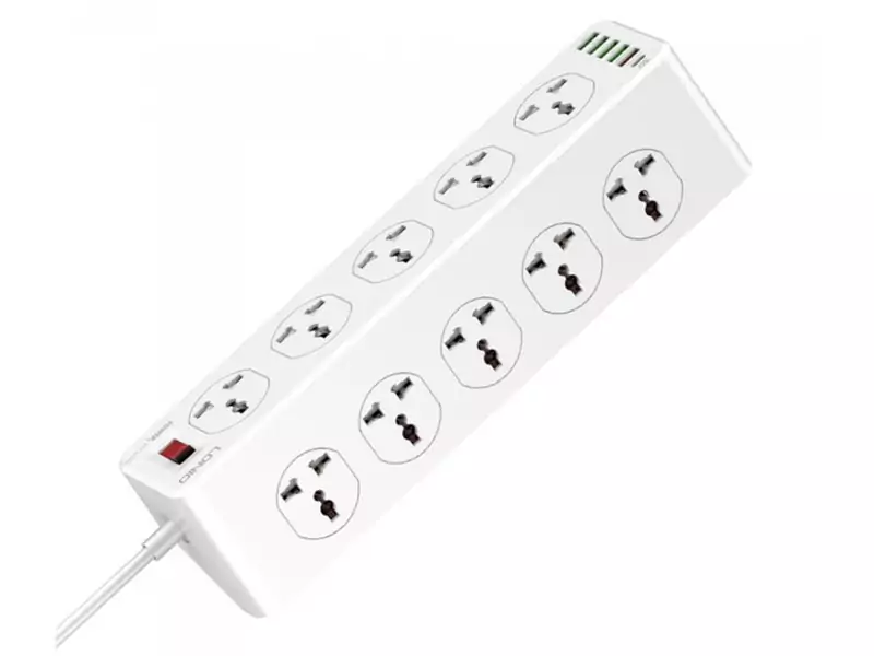 چندراهی برق 10 سوکت، 5 یواسبی و 1 تایپسی الدنیو Ldnio Power Strip 2500W 2m UK Plug SC10610