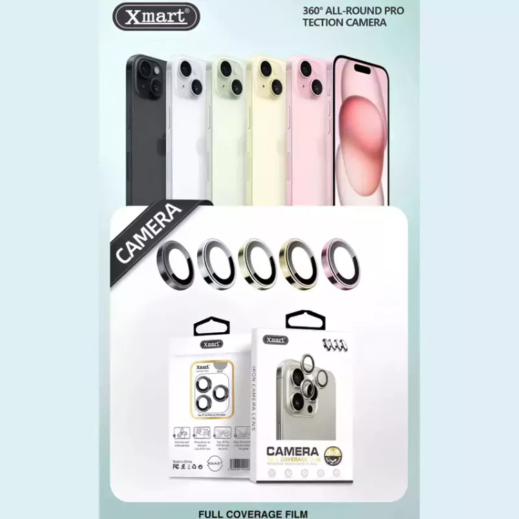 گلس لنز دوربین آیفون 15 و 15 پلاس Xmart