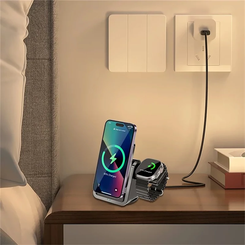 شارژر بی سیم رومیزی 15 وات گوشی، ایربادز و اپلواچ ویوو Wi-W018