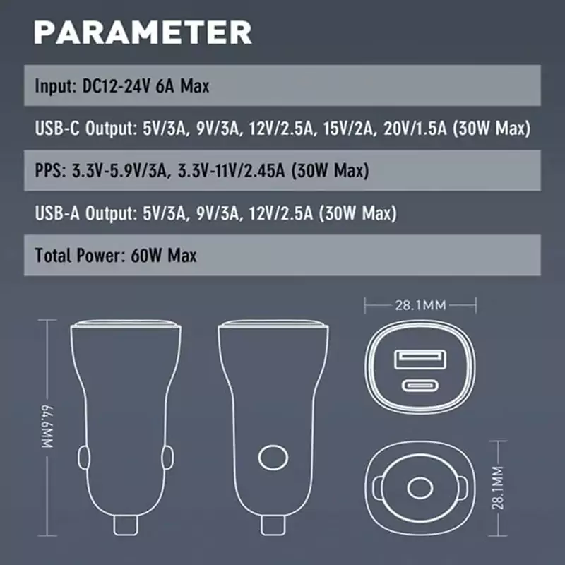 شارژر فندکی فست شارژ ماشین تایپ سی همراه با کابل آیفونی و اندرویدی الدنیو C103