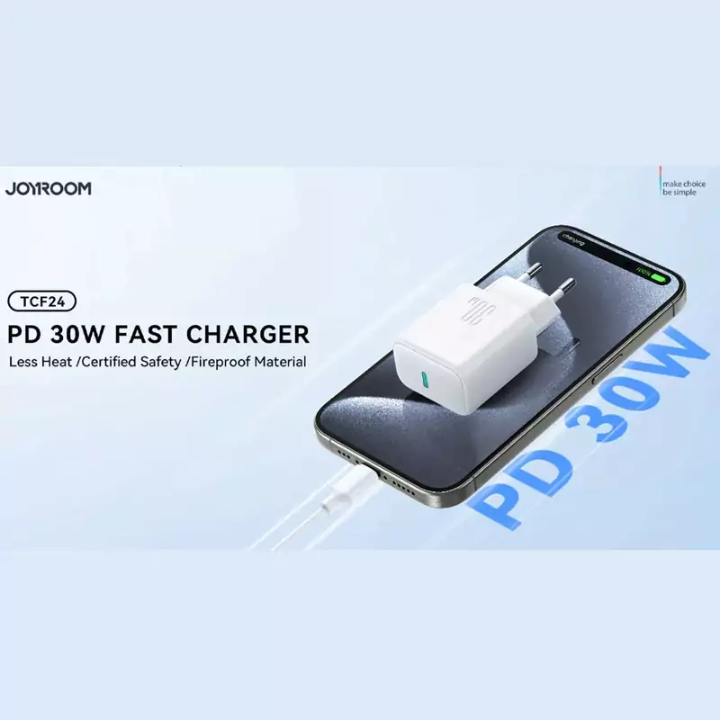 شارژر دیواری فست تایپ سی 30 وات جویروم JR-TCF24EU