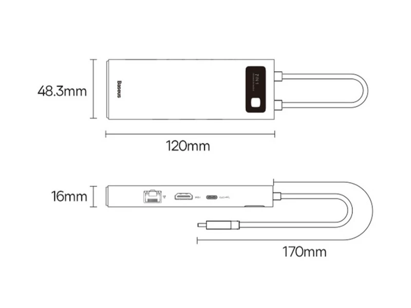 هاب تایپسی 7 پورت بیسوس Baseus WKWG040013 7-in-1 Multifunctional Type-C HUB