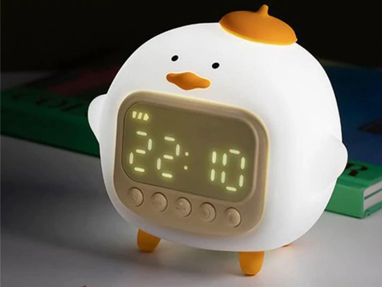 چراغ خواب سیلیکونی و ساعت زنگدار دیجیتالی فانتزی رومیزی C15 Cartoon Duck Alarm Clock Silicone Night Light