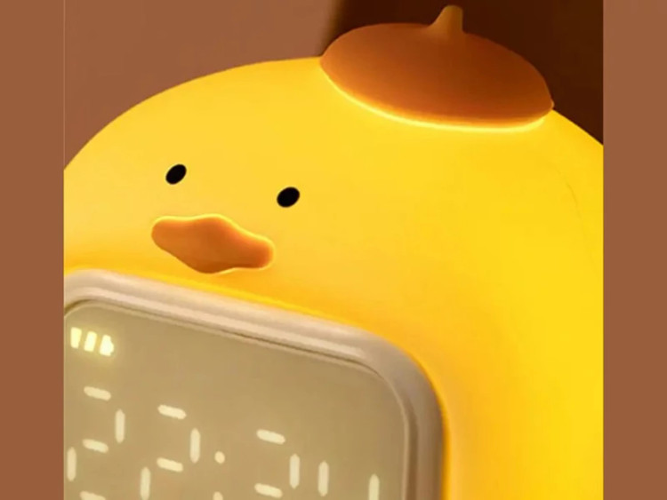 چراغ خواب سیلیکونی و ساعت زنگدار دیجیتالی فانتزی رومیزی C15 Cartoon Duck Alarm Clock Silicone Night Light
