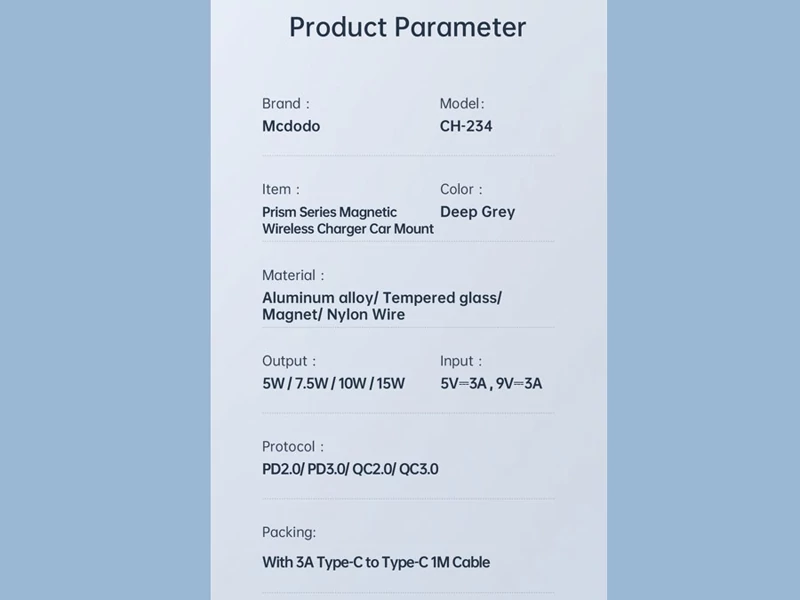 هولدر و شارژر بی سیم مگ سیف گوشی موبایل داخل خودرو مک دودو MCDODO CH-2340 Magnetic Wireless Charger Car