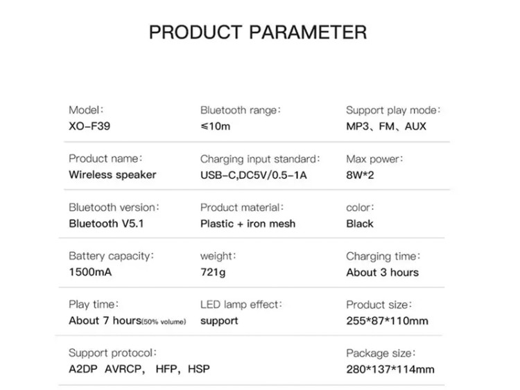اسپیکر بلوتوث شارژی 16 وات ایکس او XO F39 Wireless Speaker