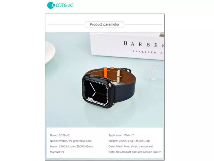 قاب محافظ اپل واچ سری 7 کوتتسی Coteetci iwatch 7 protective case 25006-BK