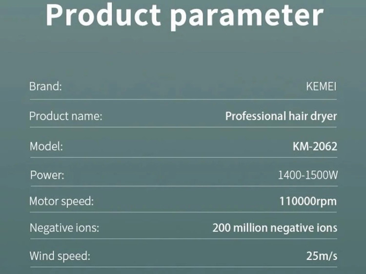 سشوار حرفهای 1500 وات کمی Kemei Km-2062 Professional Hair Dryer 1500W